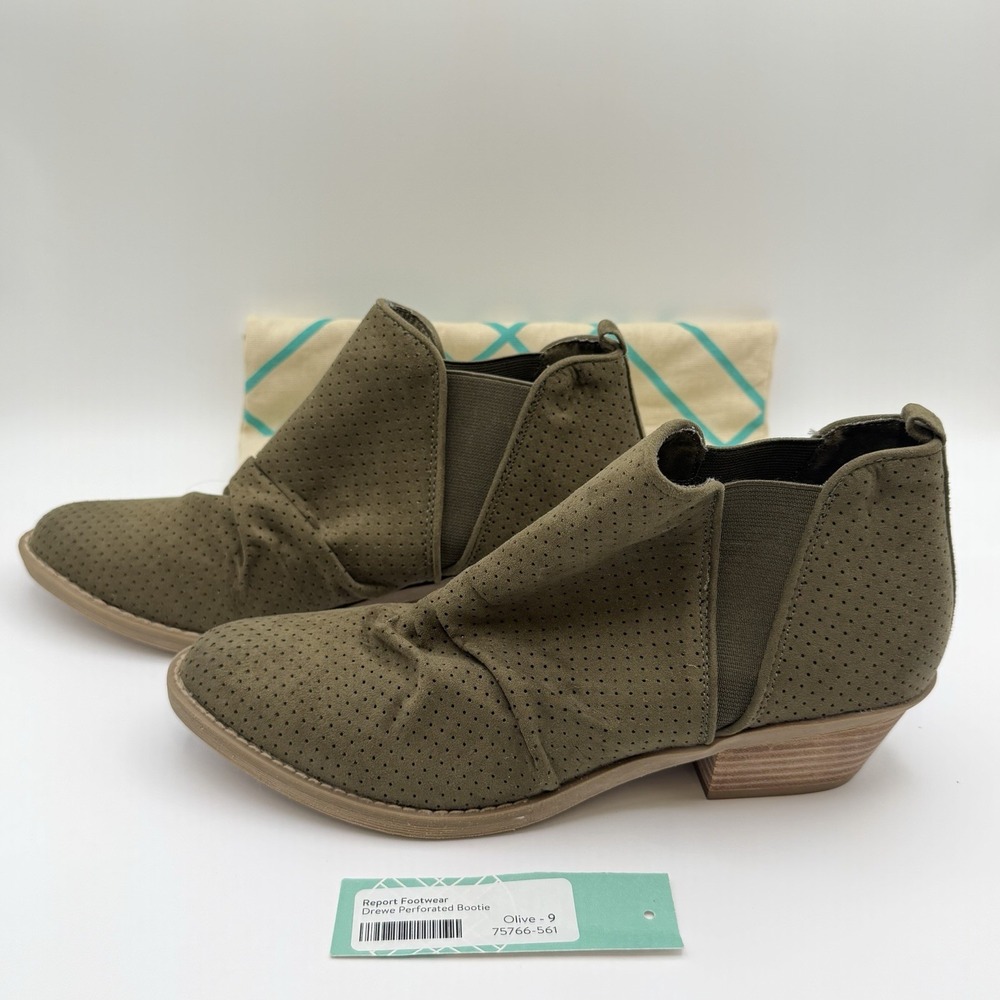 Report Footwear Drewe Perforated‎ Bootie Women's Size 9 Olive
